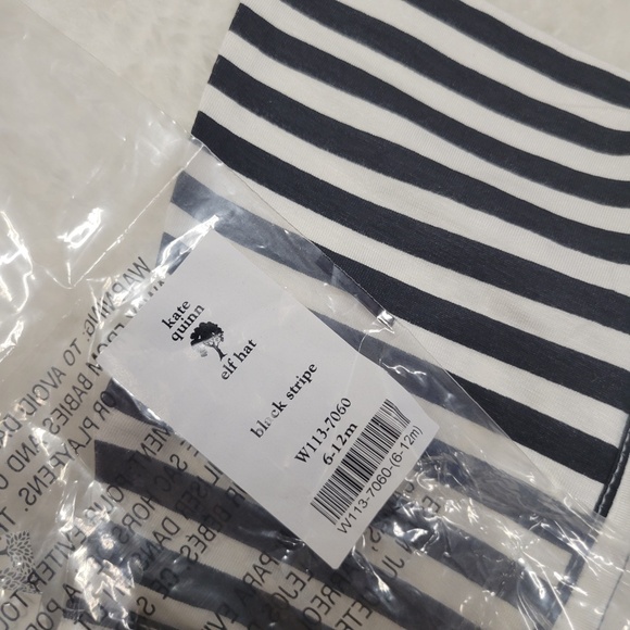 Kate Quinn Black Stripe Elf Hat 6-12M - Picture 2 of 2